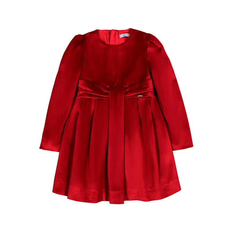 Robe enfant rouge cerise, robe en velours élégante, robe de fête pour enfant, robe manches longues rouge pour cérémonie