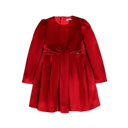 Robe enfant rouge cerise, robe en velours élégante, robe de fête pour enfant, robe manches longues rouge pour cérémonie